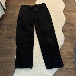 Men’s Carhartt Black Straight-Leg flannel lined jeans